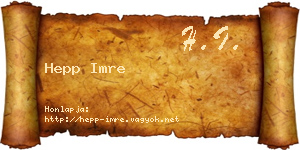Hepp Imre névjegykártya